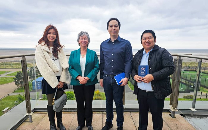 Ms. Angvara Akarathiti Finn School Marketing Director, Fiona Jordan, Associate Dean International for the Faculty of Humanities and Social Sciences, Swansea University, Mr. Kawin Panprasittiwech, CEO and Founder, Finn School and Dr. Prinn Sukriket, Academic Director and Founder, Finn School.