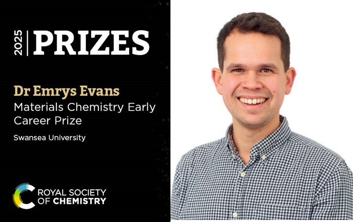Dr Emrys Evans of Swansea University chemistry department, who has won the Materials Chemistry Early Career Prize from the Royal Society of Chemistry