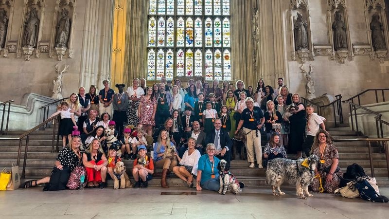 A celebratory group portrait featuring this year’s finalists and their supporters gathered at the Palace of Westminster.