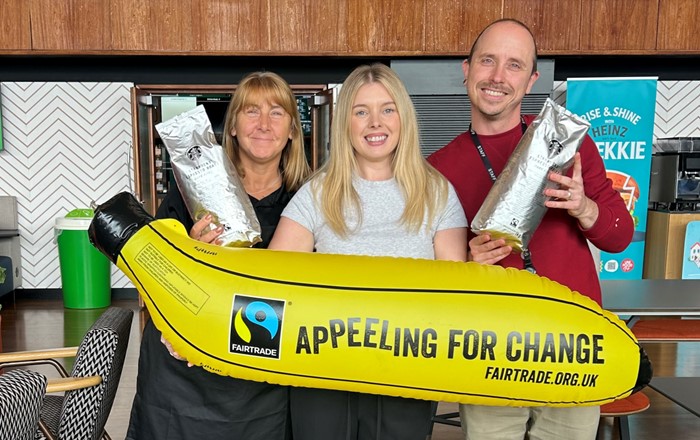 Members of the Swansea University team who helped secure the award (from left) Kim Hughes, Chloris Aspland-Jones and Gareth Williams.