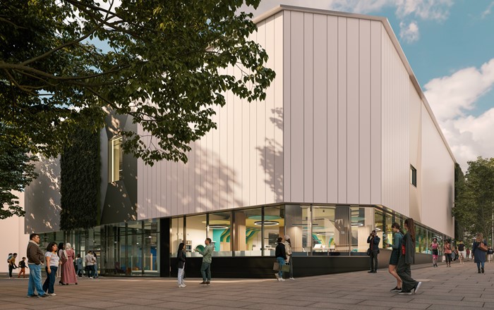 CGI image of exterior of a modern building 