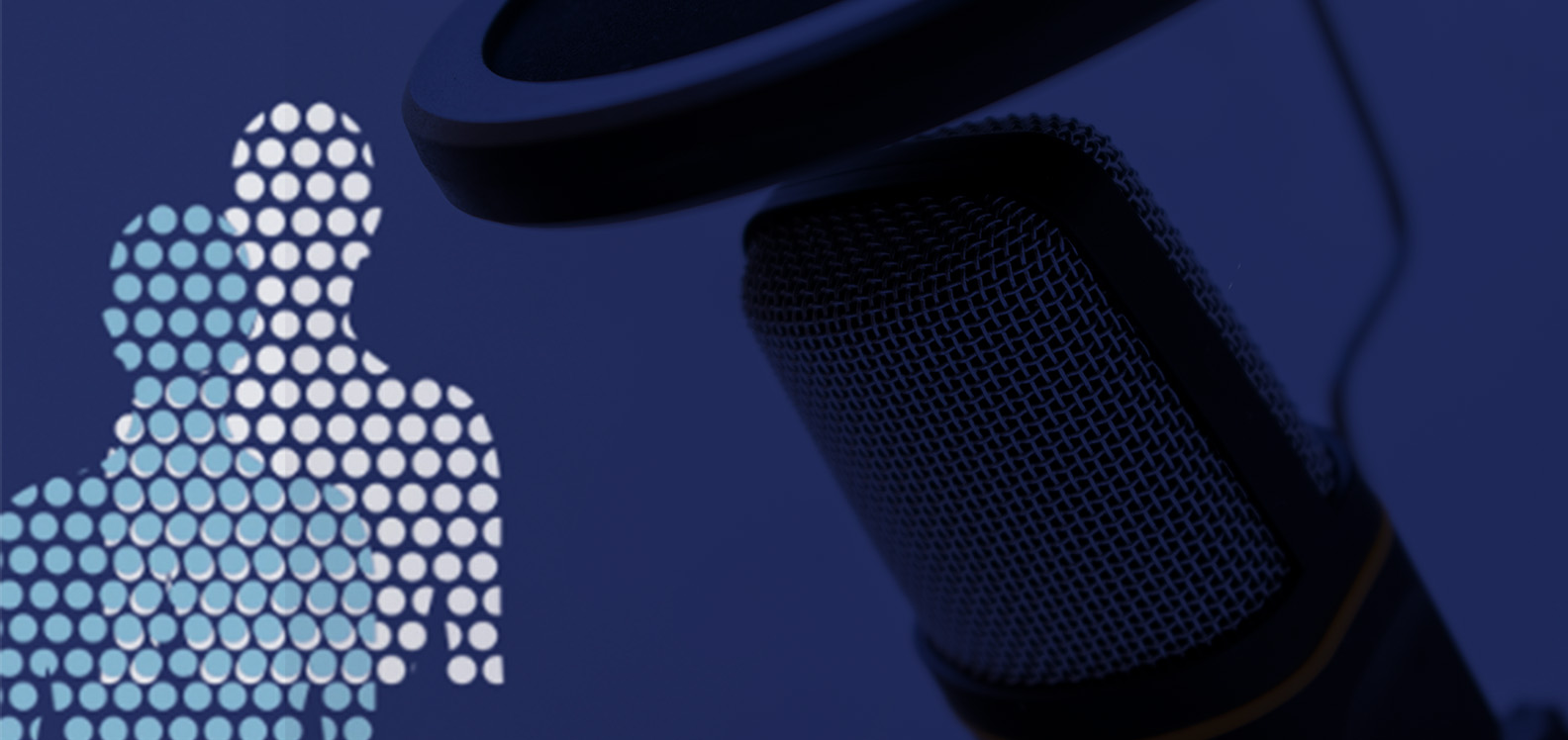 An abstract image of a microphone on a blue background 