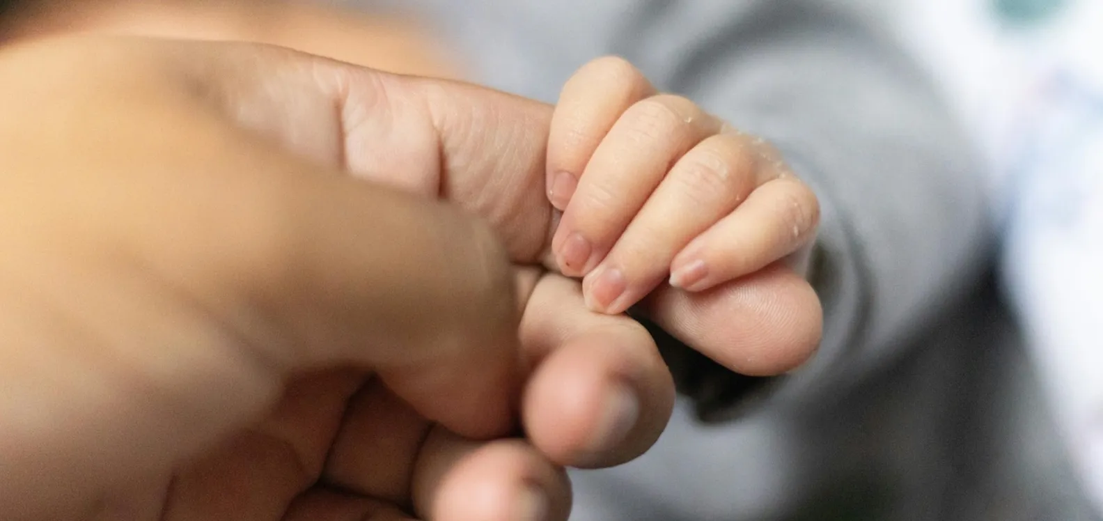 Baby holding hand image