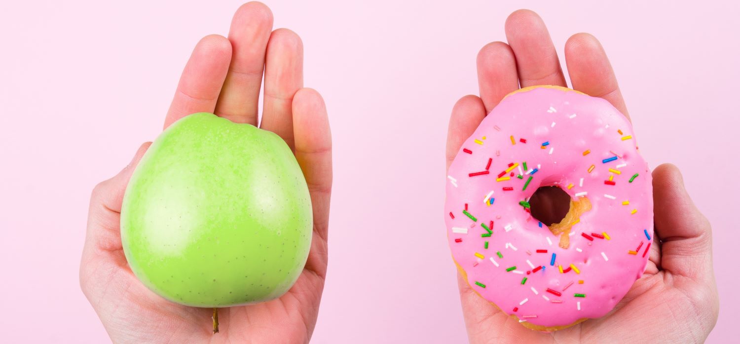Apple and doughnut image