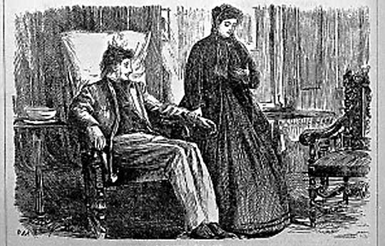 black and white drawing of a mand and woman