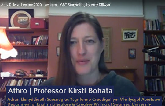 Screenshot of video in which Professor Kirsti Bohata discusses Amy Dillwyn’s queer fiction in ‘Avatars: LGBT Fiction by Amy Dillwyn