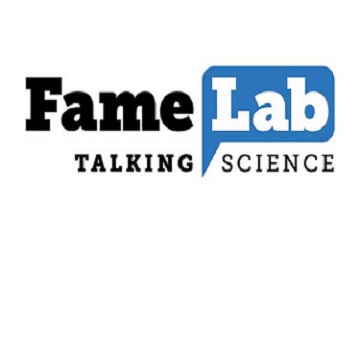 FameLab talking science logo with smoke