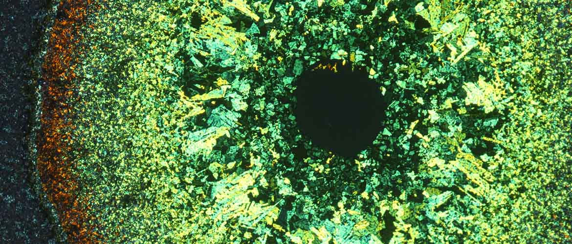 This is a photograph of a thin perovskite layer magnified 10 times using an optical microscope