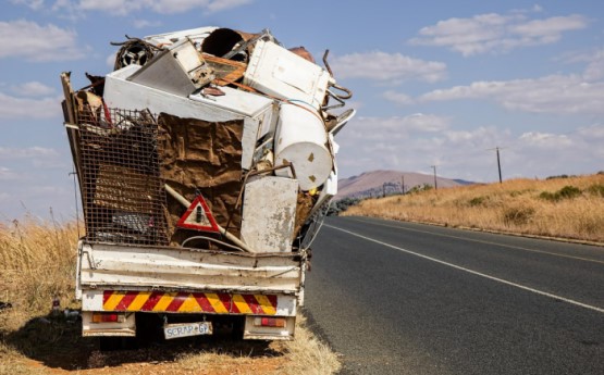 Scrap Iron Truck on motorway side