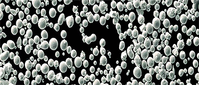 Particle distribution of atomised gas