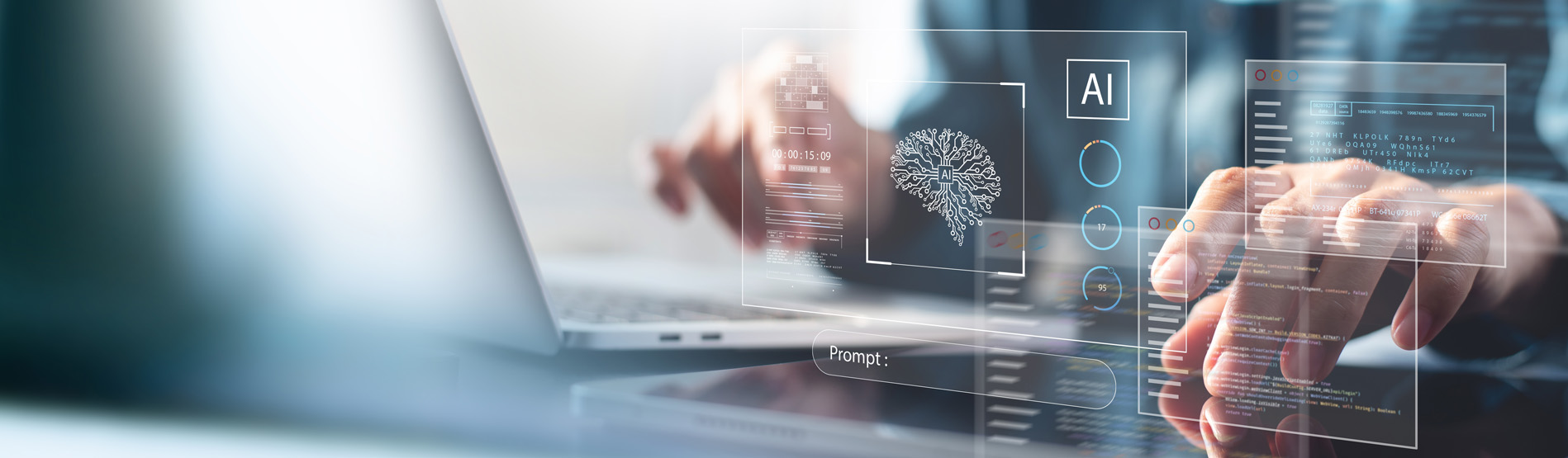 An image of a screen with a person working on AI and coding. 