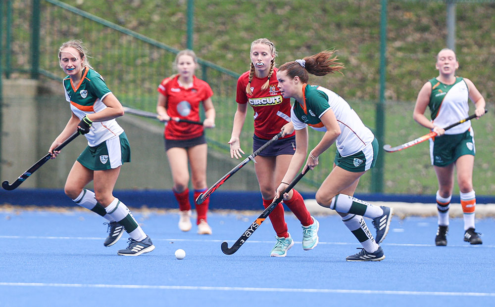 Swansea University Hockey Club Team competing at the hockey pitch at Swansea Bay Sports Park