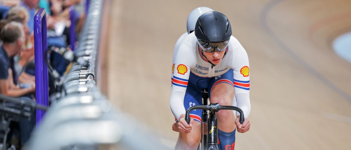 A track cycling sports scholar during a competition 