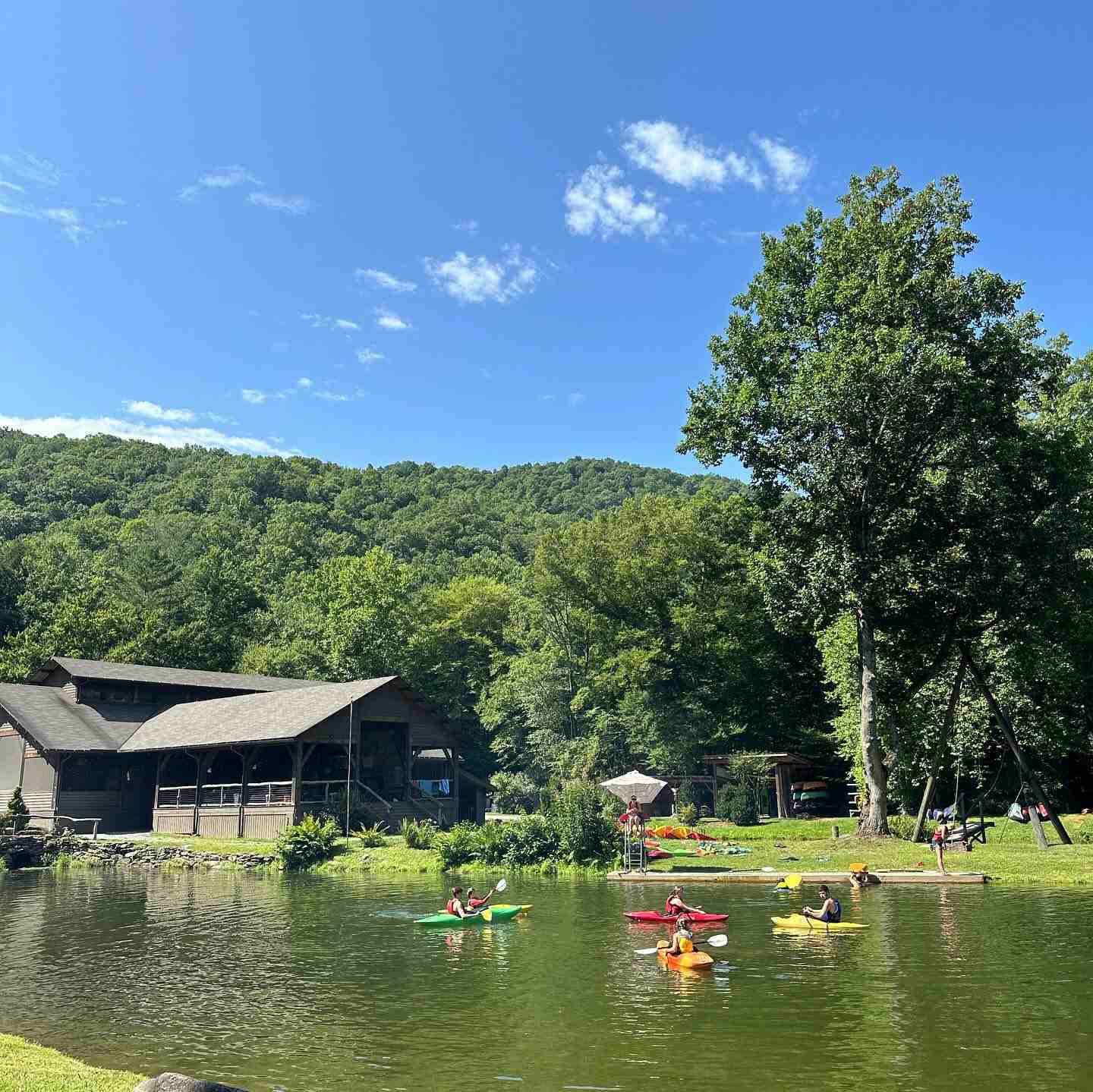 Kayaks on a lake