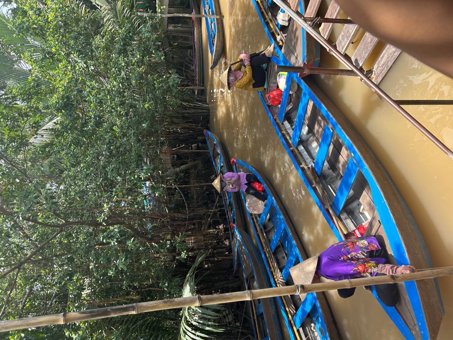 Vietnamese boats on a river 