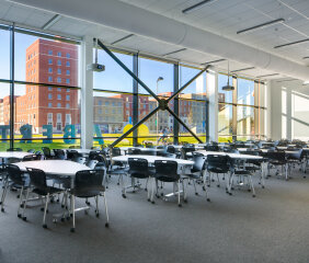 Image of a classroom overlooking Tennant place on Bay Campus