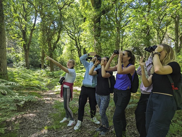 A group of people in the woods