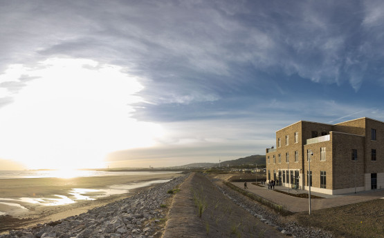 The College academic building and Swansea beach