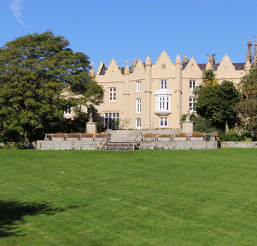 Rear view of Singleton Abbey on a sunny day