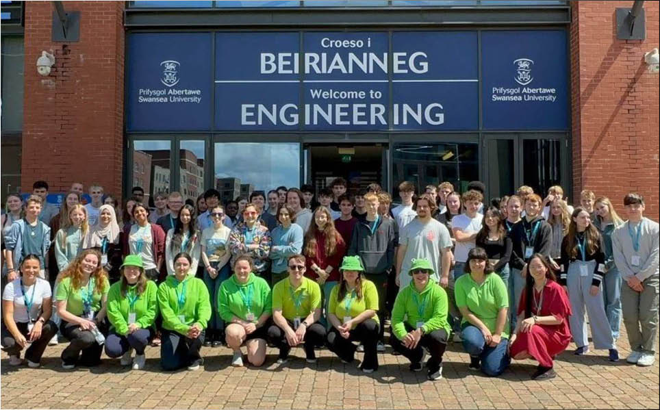 summer school 2025 participants outside Engineering Central building on Bay Campus