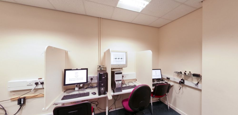 EEG laboratory with computer workstations and testing booths
