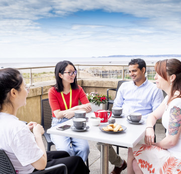 students at the beach 